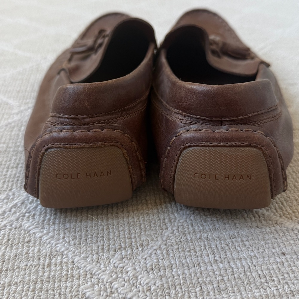 Cole Haan Brown Leather Tassel Slip-On Loafers - Picture 2 of 3
